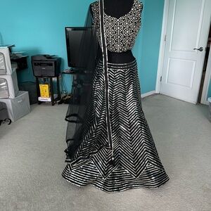 Black Designer Lehenga Choli – Size Medium